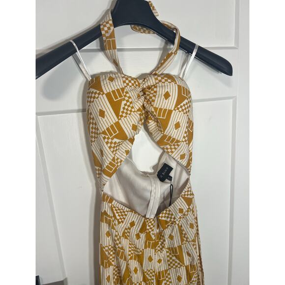 NEW! Womens Printed Mustard Halter Top Jumper Size M Medium Summer Vacation - Picture 2 of 9